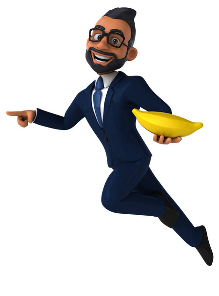 Fun 3D cartoon illustration of an indian businessman with banana - Фото, зображення