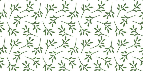 Zielono-białe tło z liśćmi, bezszwowy wzór wektora - Wektor, obraz