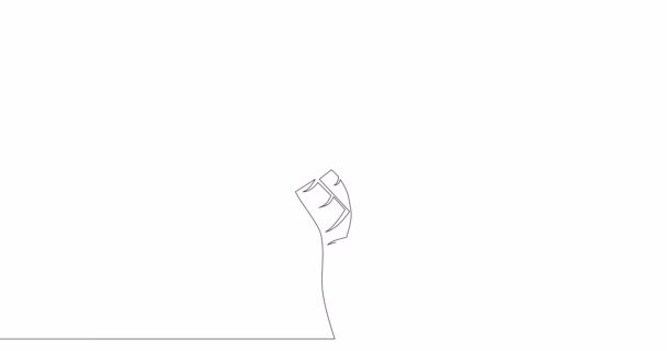 Αυτοσχέδιο γραμμή animation Χέρι κρατώντας τέσσερις άσους Παίζοντας κάρτες συνεχούς γραμμής που έννοια - Πλάνα, βίντεο