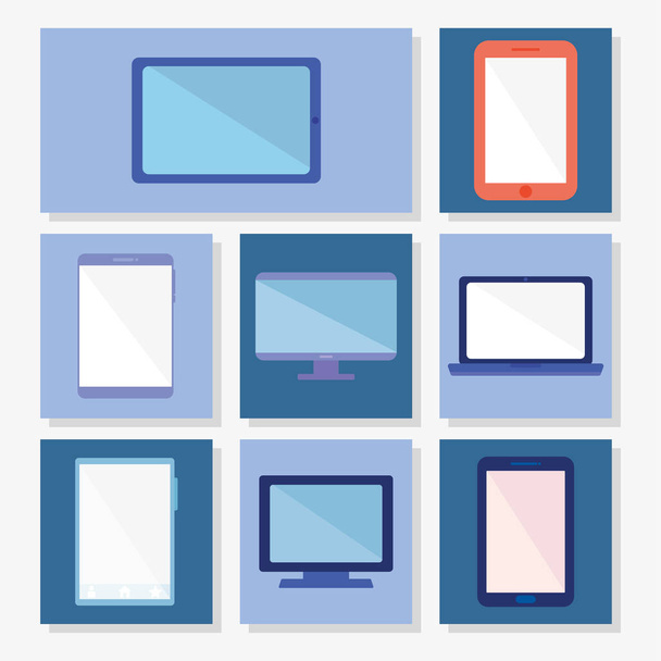 technology devices icon set design - Vector, Image