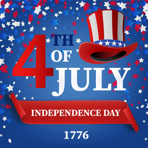 Fourth of July greeting card template. United States of America Independence day design.Vector Illustration - 4th of July USA. - Wektor, obraz