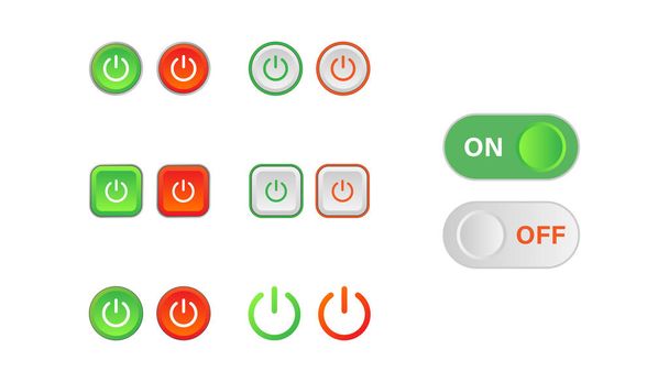 Set of power on off icon sign button vector design - Vektör, Görsel