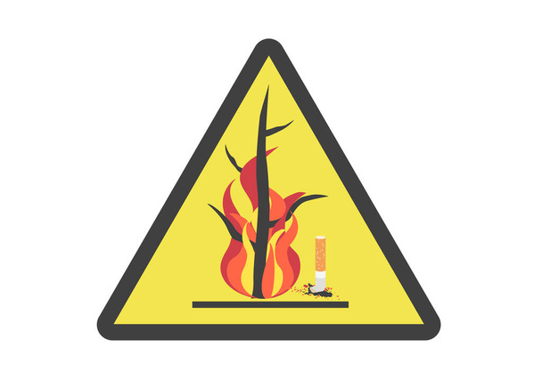 Знак пожарной опасности для бросания окурков, сигарет - Вектор,изображение