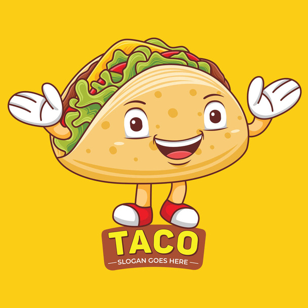 taco maskot ve stylu plochého designu - Vektor, obrázek