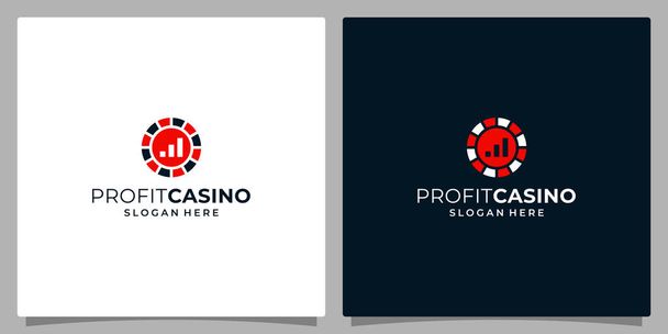 Progettazione del logo del modello di moneta da gioco con il logo del grafico degli investimenti. Vettore Premium - Vettoriali, immagini