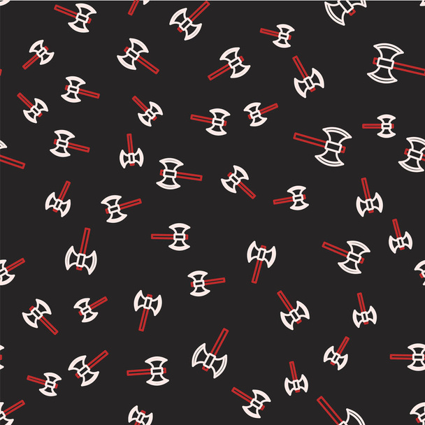 Line Medieval poleaxe icon isolated seamless pattern on black background.  Vector - Vector, Image