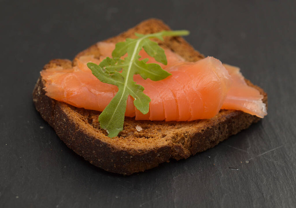 thin slices of Smoked salmon macro food - Zdjęcie, obraz