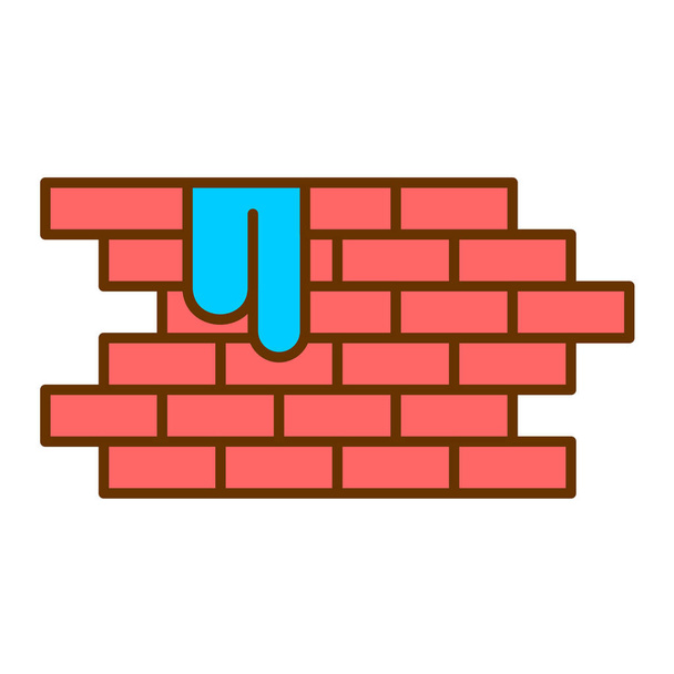 brick wall with bricks and red line icon. vector illustration - Vector, Image