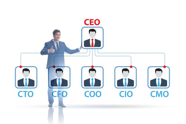 Ilustrace organizačního schématu s různými vedoucími pracovníky - Fotografie, Obrázek