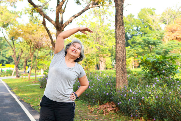 朝、公園でアジア系のお年寄りの運動をしていると、幸せそうな体を笑ってしまう。高齢者の健康管理の概念は - 写真・画像