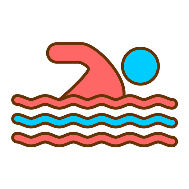 Schwimmbad-Symbolvektor. Schwimmer Silhouette Zeichen. Isolierte Kontursymboldarstellung - Vektor, Bild