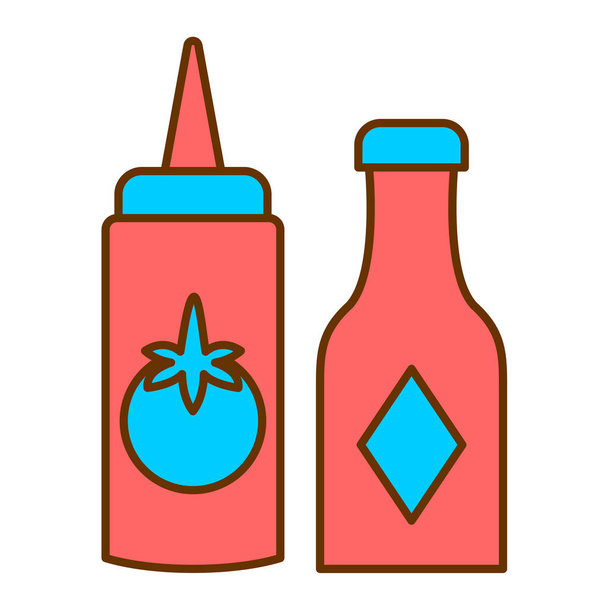 пляшка пива і значок соусу вектор. знак харчового напою. ізольована ілюстрація символів
 - Вектор, зображення