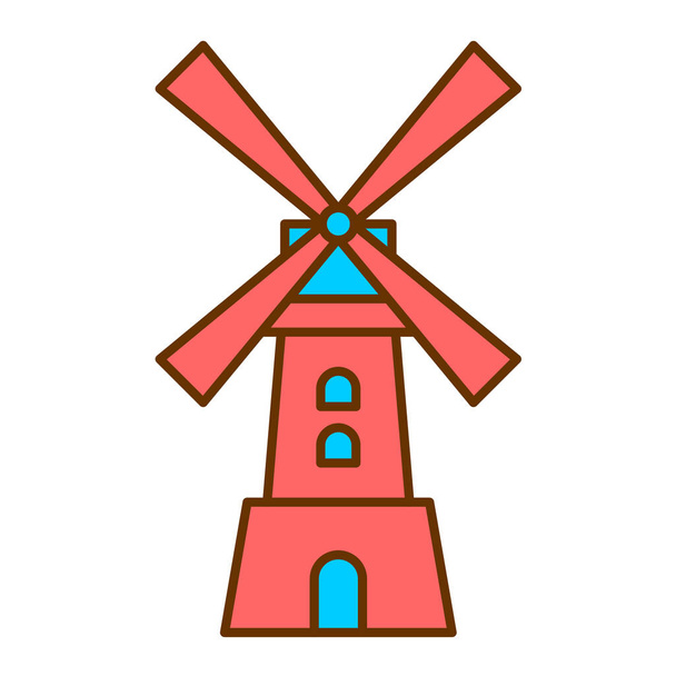 векторная иллюстрация ветряной мельницы - Вектор,изображение