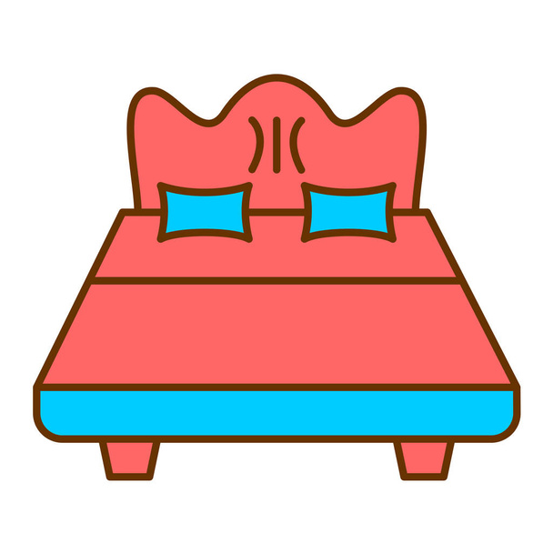 кровать с подушками и дизайном векторной иллюстрации одеяла - Вектор,изображение