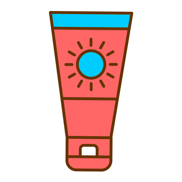 sunscreen icon vector. beach hat with sun sign. isolated contour illustration - Vector, Image