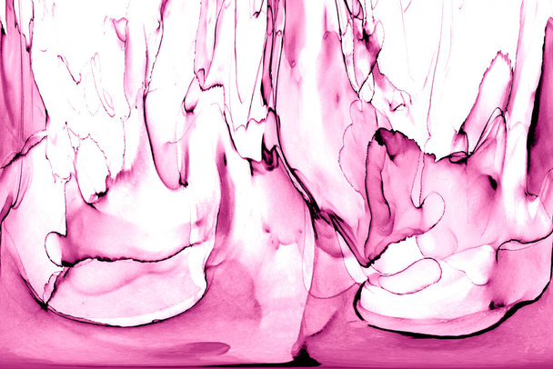 Natuurlijke abstracte vloeibare kunst schilderen met alcohol inkt techniek. Zachte dromerige kleuren creëren transparante golvende lijnen. - Foto, afbeelding