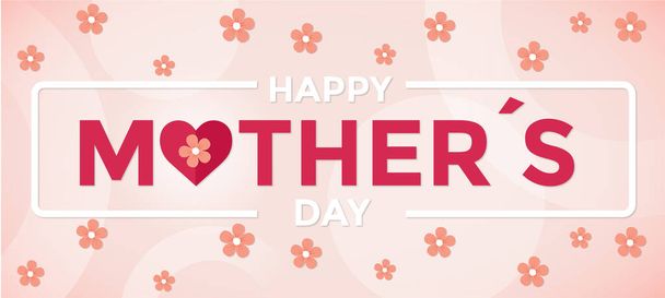 Boldog anyák napját tipográfia design. Virágok kényszerítése rózsaszín banner formájában. Anyák napi Gif kártya. Zászlós - Vektor, kép