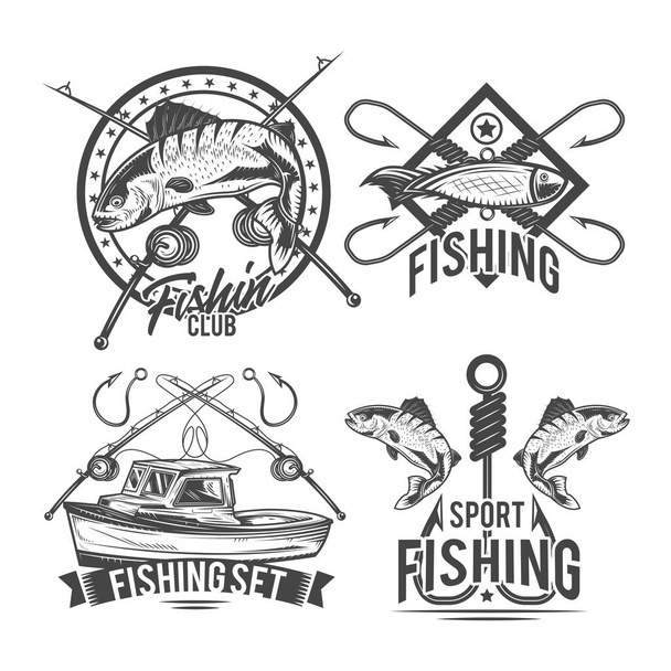 Simple fishing themed vector or logo design - Vektör, Görsel