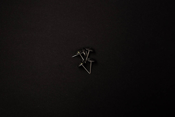 Metal push pins on background - Photo, Image