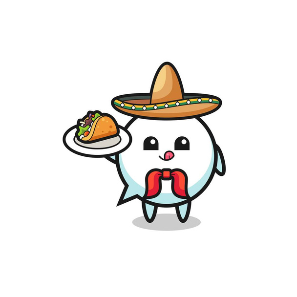 bolha de fala mascote chef mexicano segurando um taco, design bonito - Vetor, Imagem