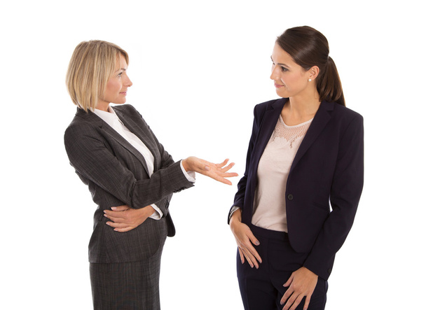 Two isolated businesswoman talking together: concept for body la - Foto, imagen
