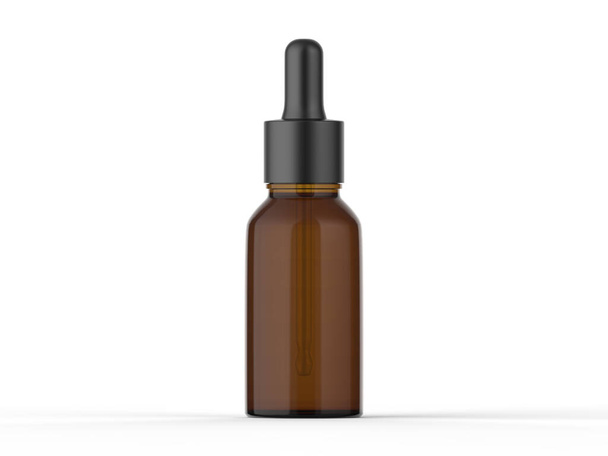 Amber dropper bottle mockup for branding and promotion, 3d render illustration - Photo, Image
