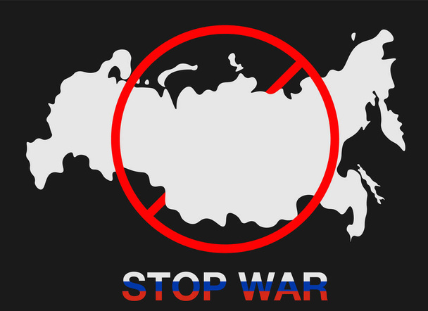 Territorio della Russia all'interno del segno proibitivo. Stop segnale di guerra in Ucraina, Ucraina e Russia - Vettoriali, immagini