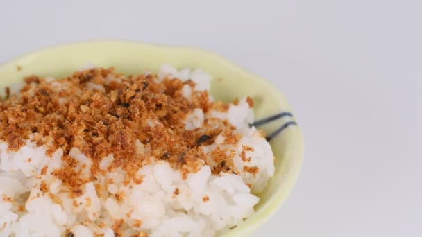 Japán bonitópelyhek Katsuobushi rizs  - Felvétel, videó