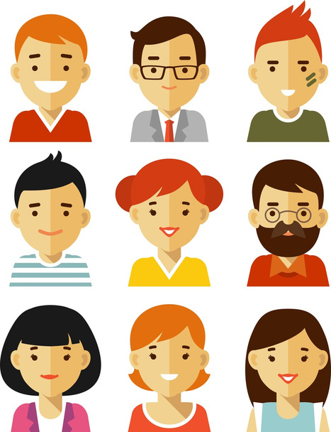 Mensen avatars in vlakke stijl - Vector, afbeelding