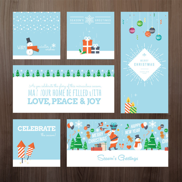 Набір концепції вітальних листівок на Різдво та Новий рік
 - Вектор, зображення