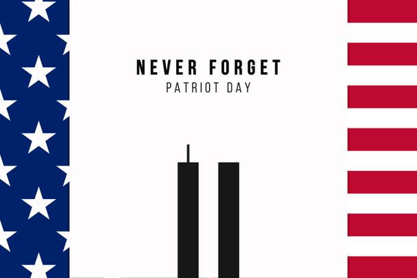 Recordando el 11 de septiembre, 11 de septiembre, día del patriota. Ilustración de las Torres Gemelas que representan el número once. Nunca olvidaremos los ataques terroristas del 11 de septiembre de 2001 - Foto, Imagen