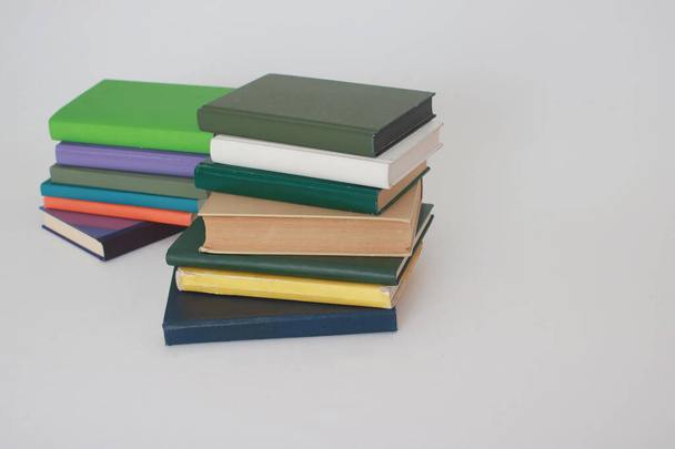 Stack of school books on white badkground - Foto, Imagem
