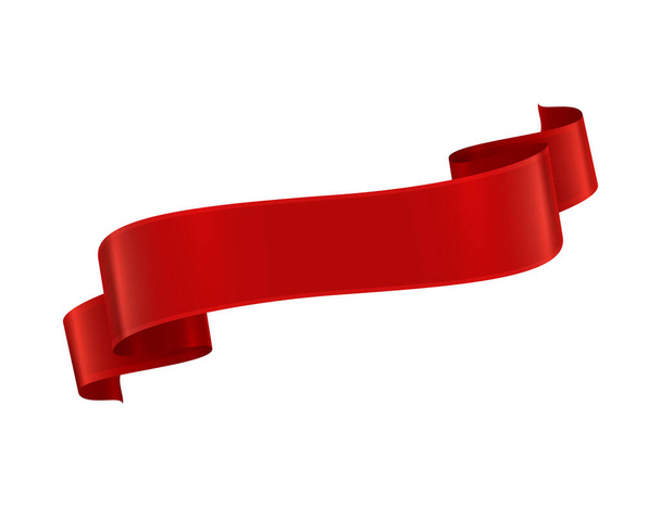 Piros szalagok reális kompozíció színes elszigetelt kép ünnepi tekercs alakú üres háttér vektor illusztráció - Vektor, kép