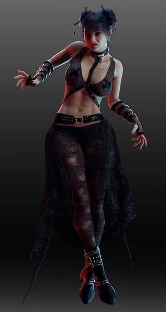 Cyberpunk of Horror Dancing Doll, Gothic Girl, Dark Punk - Foto, afbeelding