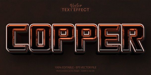 Dark text effect, shiny and brown color editable text style - Vector, Image