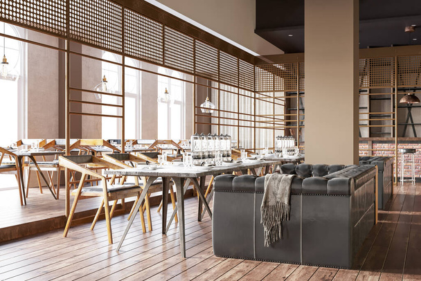 3d rendering coffeeshop en Cafe Lounge Restaurant - Foto, afbeelding