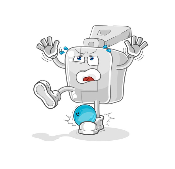 the zipper hiten by bowling cartoon. cartoon mascot vector - Vector, afbeelding