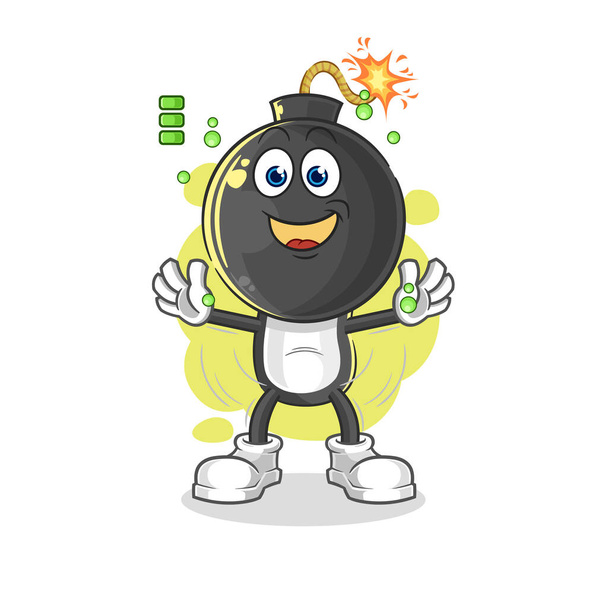 the bomb head full battery character. cartoon mascot vecto - Vettoriali, immagini