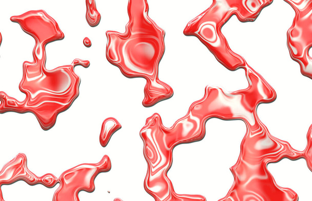 3D vykreslování barevných tekutých nátěrů na bílém pozadí - Fotografie, Obrázek