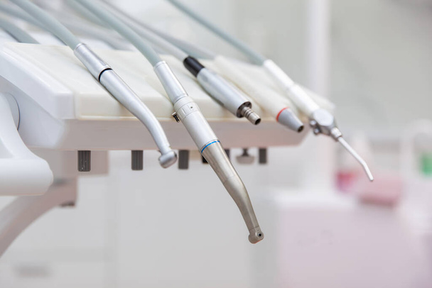 Dentist drill machine. Dental instruments and equipments in dental clinic - Foto, Imagen