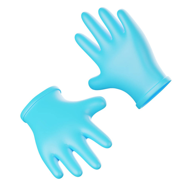 Icône 3d rendu de gants médicaux isolés sur fond blanc, chemin de coupe. - Photo, image