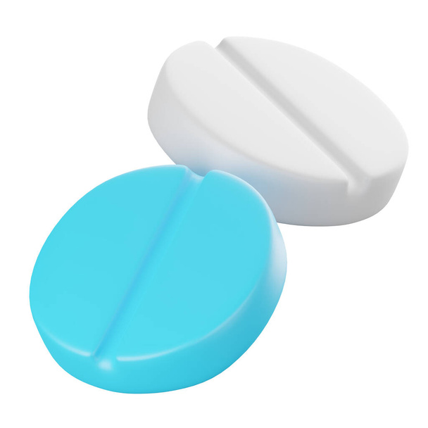 Ícone 3d renderização de pílulas isoladas no fundo branco, caminho de recorte. - Foto, Imagem