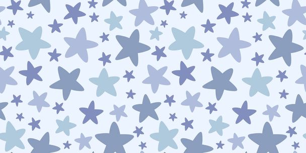 Blauwe sterren, naadloos herhaling patroon, vectorachtergrond - Vector, afbeelding