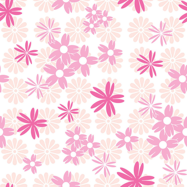 Vector white background white pink cherry tree flowers and cherry blossom Sakura flowers. Seamless pattern background with background, vector illustration. - Vector, Image