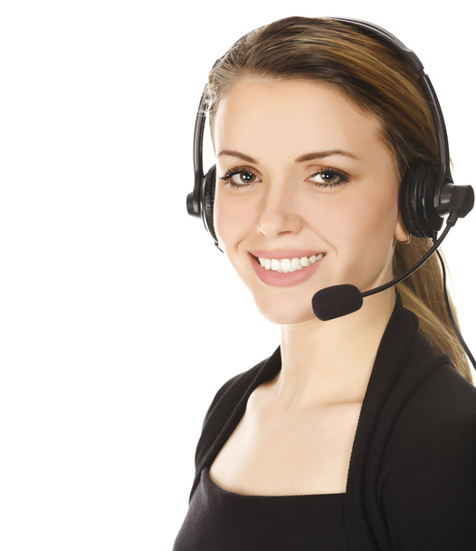 Business woman with headset - Foto, afbeelding