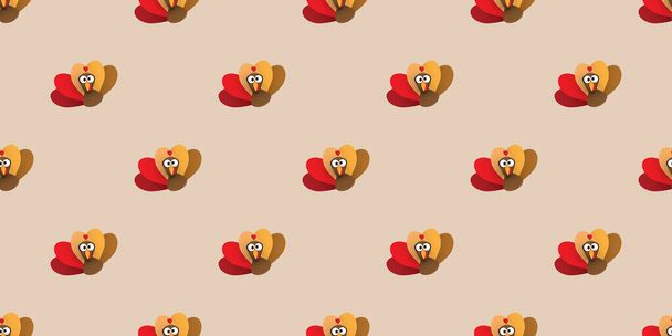 Happy Thanksgiving Seamless Background Design with Minimalist Turkeys Pattern for Greeting Cards, Invitation, Placards, Posters and Web - Retro Style Illustration Template in Editable Vector Format - Vektori, kuva