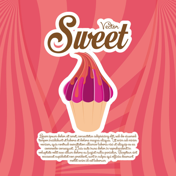Cupcake Illustration Isolated On Color Background - Vector, Imagen