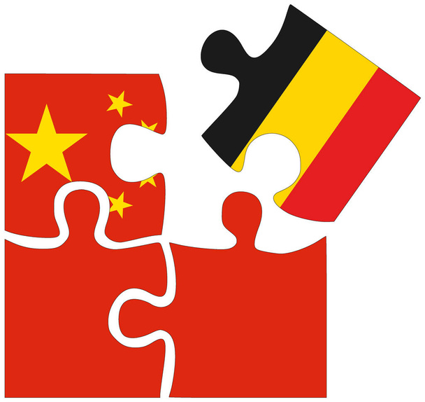 China - Belgien: Puzzleformen mit Fahnen, Symbol der Übereinkunft oder Freundschaft - Foto, Bild