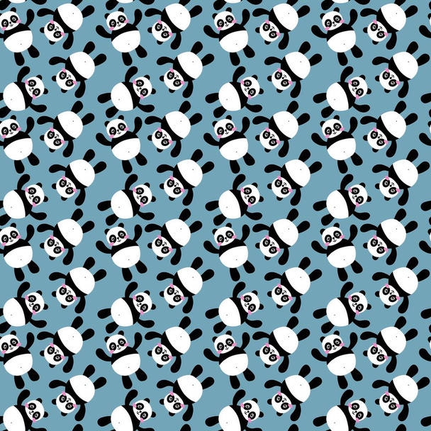 Cartoon seamless kawaii panda pattern for kids and fabrics and textiles and packaging and wrapping paper and kindergarten. High quality photo - Φωτογραφία, εικόνα