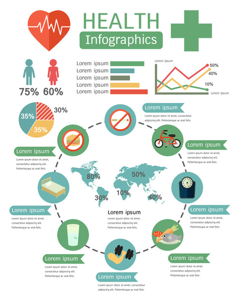 health infographics - Vektör, Görsel